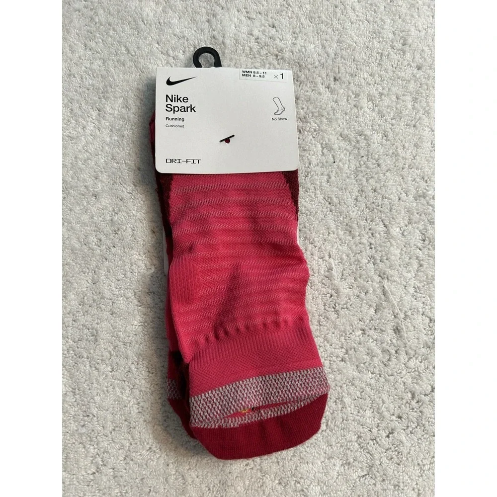 Nike Spark Running No Show Cushioned Womens 9.5-11/Men's 8-9.5 Pink Socks (A8)